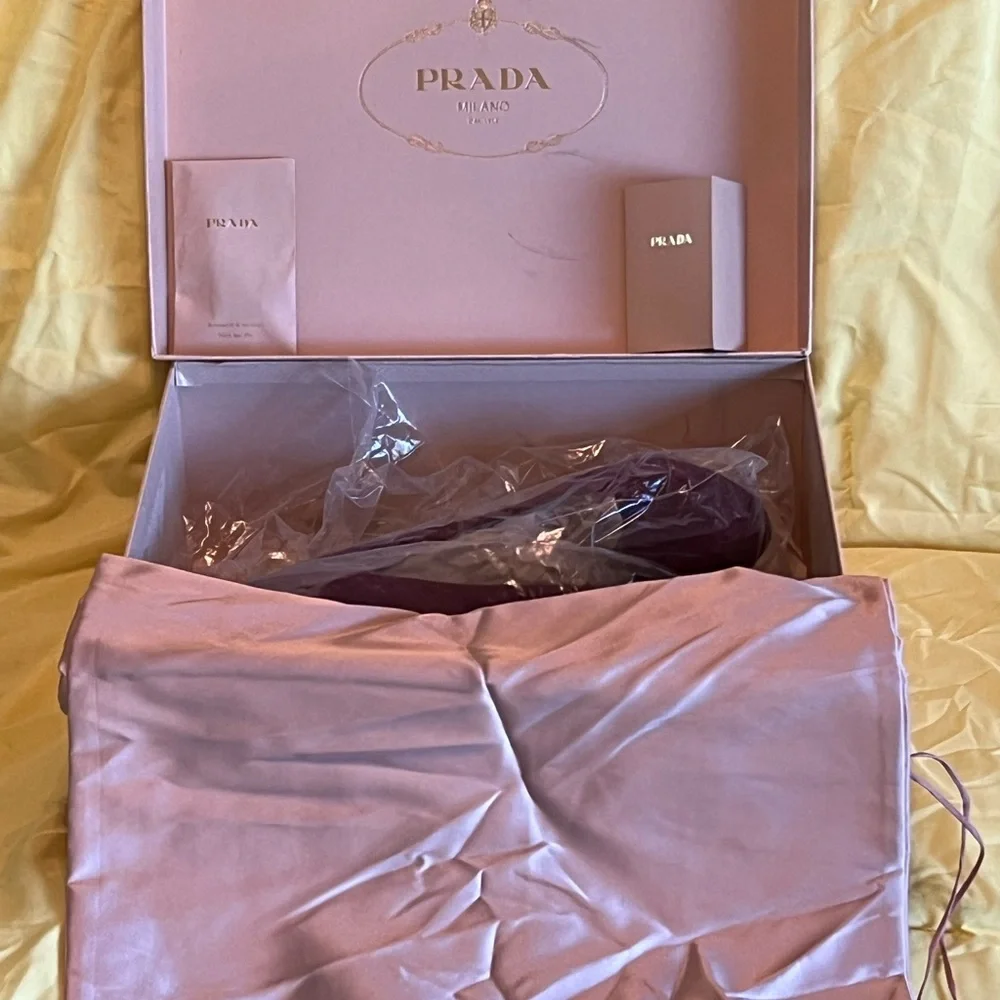Prada Women's Deep Purple Suede Heels - Picture 13 of 14